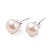 Natural Pearl Round Bead Stud Earrings EJEW-E298-01D-03P-1