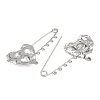 Textured Heart 304 Stainless Steel Safety Pins Brooch Findings SA-CBA098D-15A-P05-2