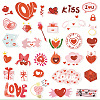 50Pcs Valentine's Day Heart PVC Adhesive Waterproof Stickers Self-Adhesive Stickers PW-WG44208-01-1