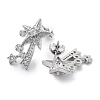 Brass Micro Pave Clear Cubic Zirconia Star Stud Earrings EJEW-B134-01-3