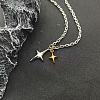 Duo Tone Alloy 2 Star Pendant Necklaces for Unisex WG0BC0F-01-2