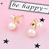 Natural Pearl Cherry Stud Earrings with 925 Sterling Silver Pins EJEW-T019-03G-2