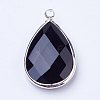 Silver Color Plated Brass Glass teardrop X-GLAA-M006-A-12S-2