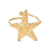 Ion Plating (IP) 304 Stainless Steel Starfish Open Cuff Rings for Women RJEW-M167-08E-G-2