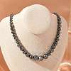 Faceted Round Synthetic Non-Magnetic Hematite Graduated Beaded Necklaces NJEW-R020-07-3