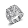 Cross with Jesus Pattern 304 Stainless Steel with Crystal Rhinestone Finger Rings for Men FS-WG78AD7-08-1