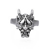 Alloy Devil Mask Shape Open Cuff Ring for Men Women RJEW-T009-48AS-1