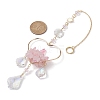 Natural Rose Quartz Wrapped Heart Hanging Ornaments HJEW-JM01614-02-3