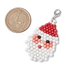 Christmas Theme Santa Claus Glass Seed Beaded Pendant Decoration HJEW-JM02559-3