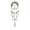 Wire Wrapped Natural Green Aventurine Chip Tree of Life Window Hanging Prism Ornaments HJEW-TA00283-03-1