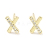 Brass Micro Pave Clear Cubic Zirconia Studs Earring EJEW-S217-G13-1