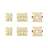 6Pcs 3 Styles Brass Pave Clear Cubic Zirconia European Beads KK-CJ0003-08-1
