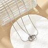 304 Stainless Steel Double Layer Snake Chain 2-Ring Link Necklaces NJEW-R017-01P-1