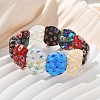 Handmade Millefiori Lampwork Beaded Stretch Bracelets for Men Women BJEW-G738-01B-15-1