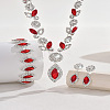 Horse Eye Brass Rhinestone Cup Chains Pendant Necklaces & Bracelets & Stud Dangle Earrings Sets FS-WGAAA30-03-1