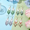 Woven Seed Beads & Natural Gemstone Tassel Earrings EJEW-MZ00154-2