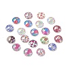 Half Round/Dome Floral Printed Glass Flatback Cabochons X-GGLA-A002-12mm-UU-1