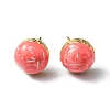Enamel Half Round Stud Earrings EJEW-P229-01G-05-1