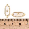 Brass Micro Pave Clear Cubic Zirconia Oval Connector Charms KK-Z140-04G-3