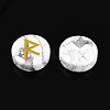 Brass Elder Futhark Alphabet Engraved Symbol Flat Round Natural Howlite Rune Stones G-I373-01F-3