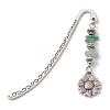 Gemstone Chip Beaded Pendant Bookmark with Alloy Flower/Tree of Life/Moon AJEW-JK00244-2