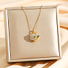 Brass Bowknot Heart Pendant Necklaces NJEW-K280-06G-01-1