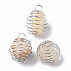 Iron Wrap-around Spiral Bead Cage Pendants IFIN-R239-14P-1