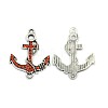 Anchor Antique Silver Tone Alloy Rhinestone Links connectors LS-ALRI-N024-03D-1