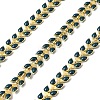 Brass Enamel Leaf Link Chains CHC-F021-02G-08-1