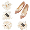 CRASPIRE 4Pcs 2 Styles Flower Alloy with Plastic Imitation Pearl Shoe Decorations FIND-CP0001-64-1