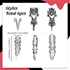 6Pcs 6 Styles Alloy Finger Rings RJEW-AR0001-07-2