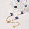 Natural Sodalite Faceted Flat Round Beaded Chain Necklaces with Matte Brass Beads GG-CBA37F5-01G-07-2