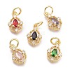 Brass Micro Pave Cubic Zirconia Pendants KK-P187-13-G-1