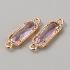 Golden Plated Brass Pave Glass Connector Charms FIND-WH0110-728G-06-2