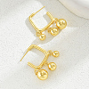 Vintage French Geometric Irregular C-shaped with Round Brass Stud Earrings XB0811-3