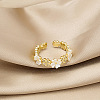 Flower Brass Micro Pave Clear Cubic Zirconia Cuff Rings for Women FS-WG9A424-01-3