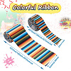 2 Rolls 2 Styles Stripe Pattern Printed Polyester Grosgrain Ribbon OCOR-TA0001-37C-10