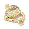 Rack Plating Brass Micro Pave Clear Cubic Zirconia Religion Heart Virgin Mary Connector Charms KK-L224-099G-02-2