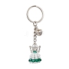 Glass Seed & Plastic Pearl & Alloy Keychain KEYC-MZ00025-02-1