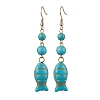 Synthetic Turquoise Dangle Earrings EJEW-JE05849-01-1