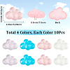 40pcs 4 Colors Luminous Transparent Resin Cabochons RESI-SC0006-58-2