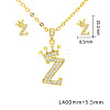 Brass Micro Pave Clear Cubic Zirconia Pendant Necklaces & Stud Earrings Sets FS-WG8C370-26-1