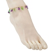 Acrylic Leaf & Glass Seed Beaded Grapes Tassel Brass Bar Link Chain Anklets for Women AJEW-MZ00008-01-3