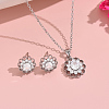 Retro Sunflower Brass Rhinestone Earrings & Necklace Set for Valentine's Day Women AC5993-1