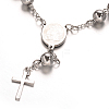 Tarnish Resistant Rosary Bead Bracelets with Cross BJEW-E282-01P-2