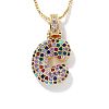 Brass Pave Colorful Cubic Zirconia Letter Pendant Box Chain Necklaces NU0575-3-1