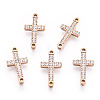 316 Surgical Stainless Steel Clear Cubic Zirconia Connector Charms STAS-ZX042-22RG-3
