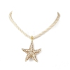 Ocean Spray Painted Opaque Acrylic Starfish Pendant Twisted Nylon Cord Necklaces for Women NJEW-JN06454-2