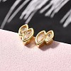 Horse Eye Brass Micro Pave Clear Cubic Zirconia Stud Earrings EJEW-R018-09G-3