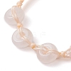 Natural Rose Quartz Rondelle Braided Bead Bracelets BJEW-TA00492-03-3